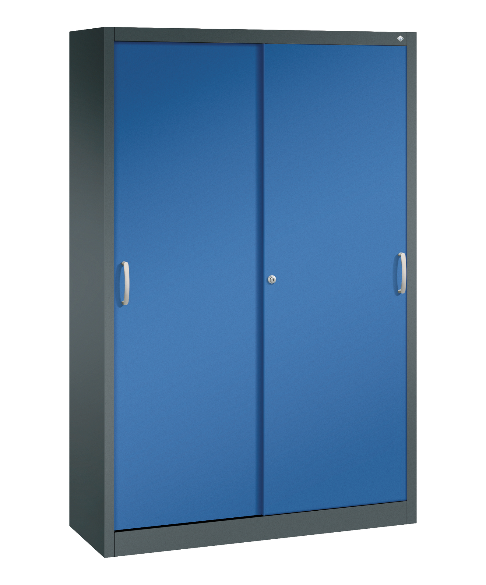 C+P Sportgeräteschrank, 1950x1200x400mm Korpus RAL 7016 Anthrazitgrau, Front RAL 5010 Enzianblau