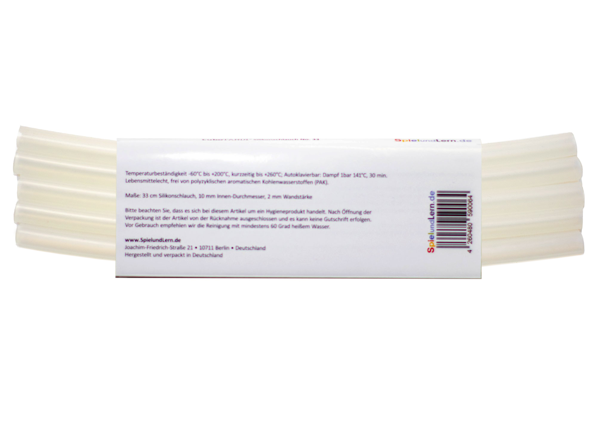 Silikonschlauch mit Spezifikationsetikett, 33 cm Länge, für temperaturbeständigen Gebrauch, lebensmittelsicher