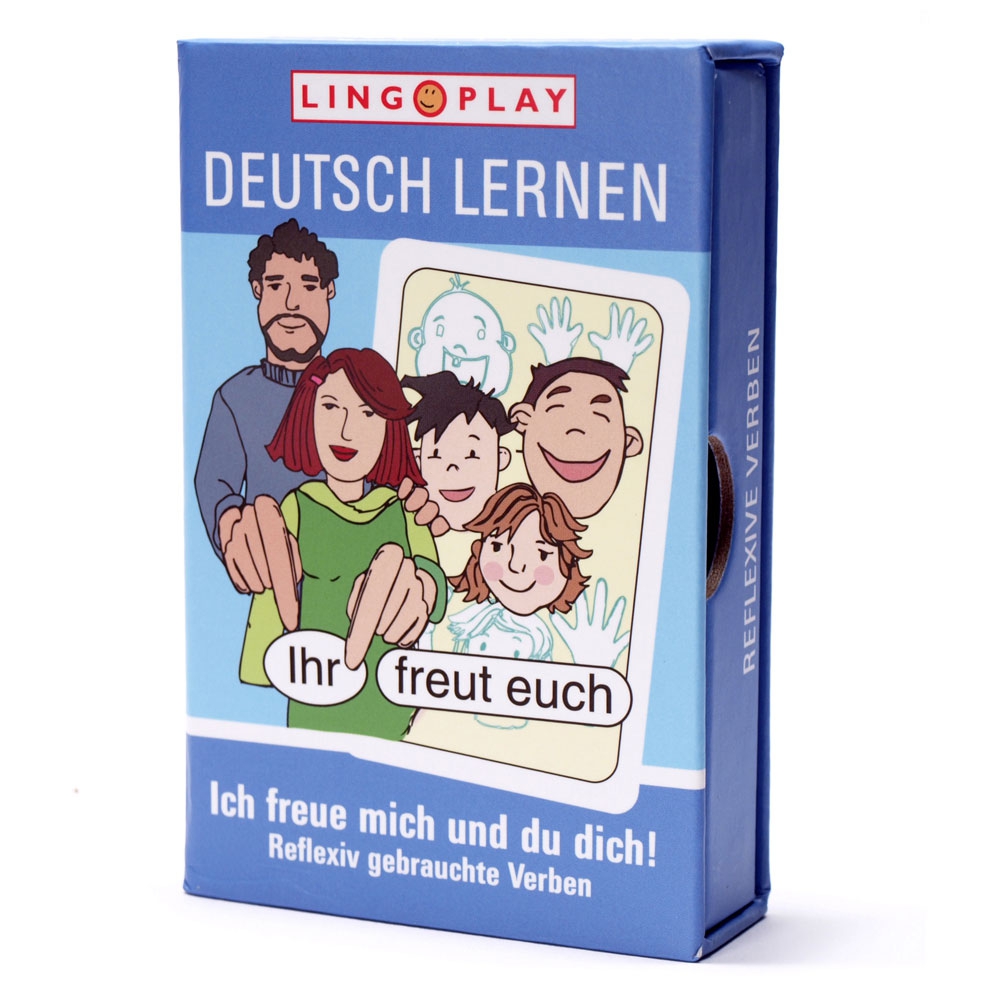 Deutsch Lernen: Ich freue mich und du dich! Kartenspiel für 2-4 Spieler, ab 9 Jahre