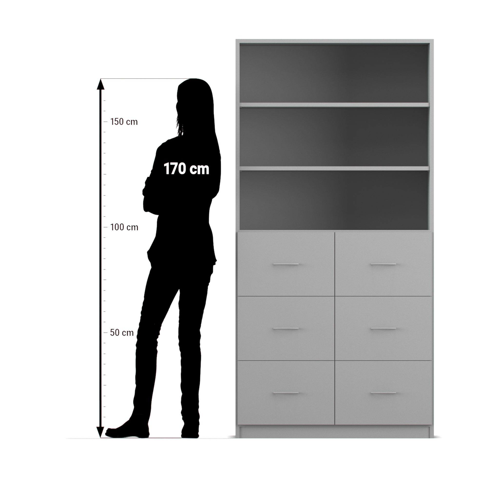 Flexeo Hochschrank mit Sockel, HxBxT: 190x94,4x40 cm, 6 große Schubladen