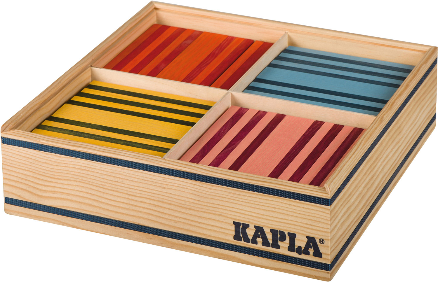 KAPLA Bauhölzer bunt, 100 Stück in Holzbox