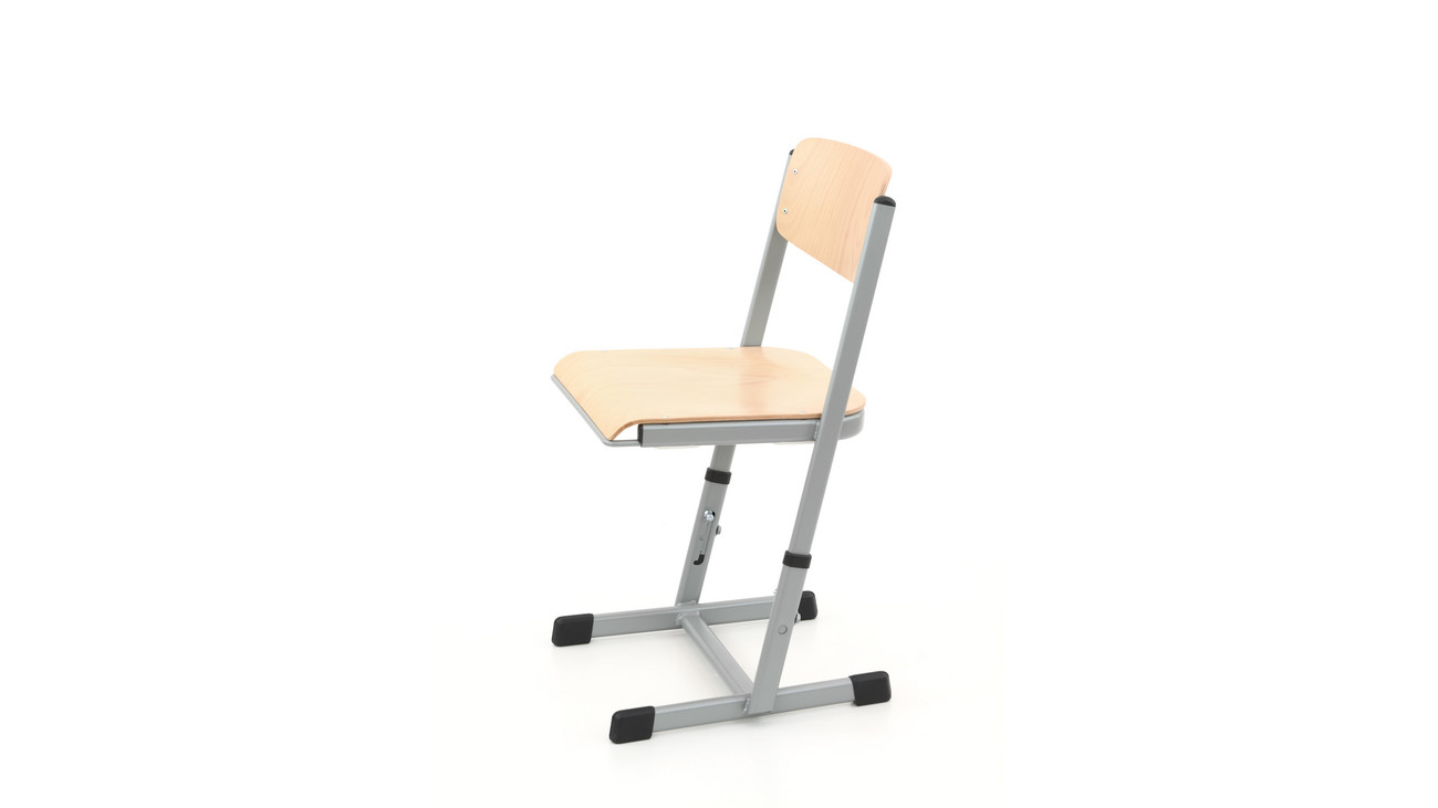 Ecoflex Schülerstuhl höhenverstellbar 42-50 cm, Stahlfarbe grün. Filzgleiter