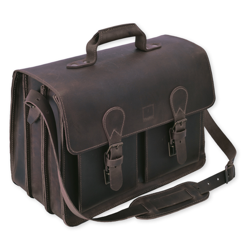 TimeTEX Büchertasche Probata XXL, ranger (dunkelbraun), Sattelleder