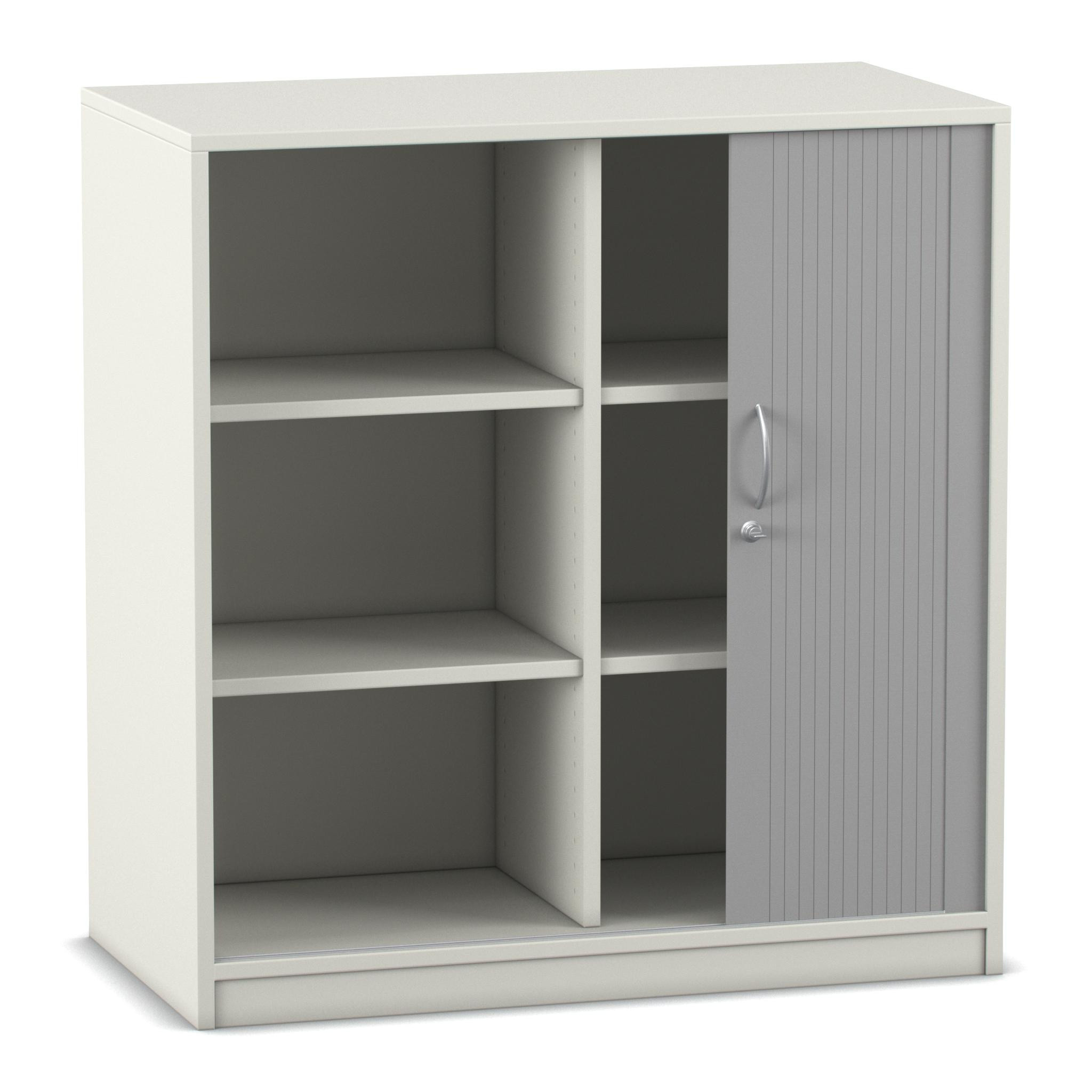 Flexeo Rollladenschrank weiß, mit Sockel, 6 Fächer, HxBxT: 99,1 x 94,4 x 38 cm