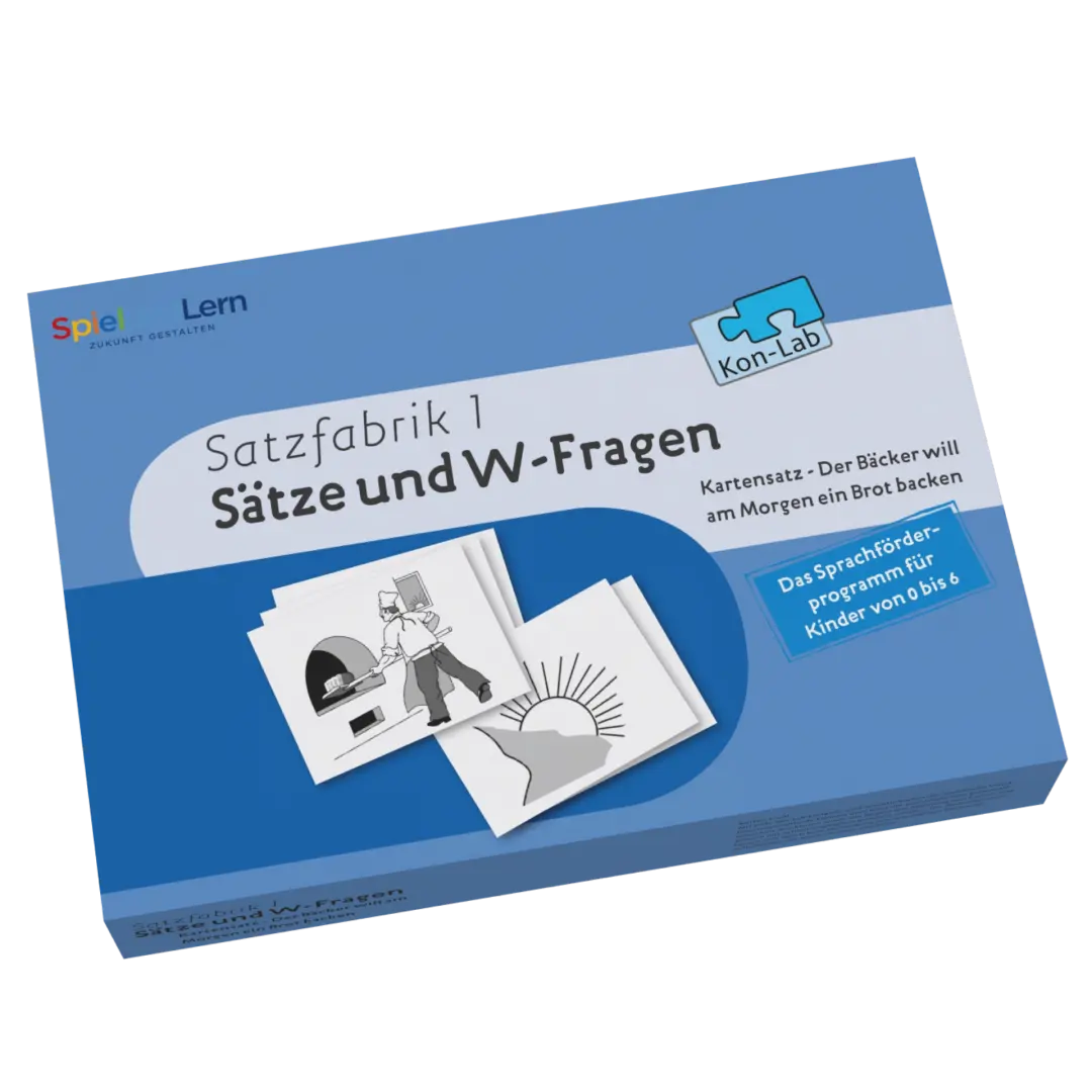 Kon-Lab Sätze und W-Fragen, Kartensatz mit Anleitung für Eltern, 0-10 Jahre