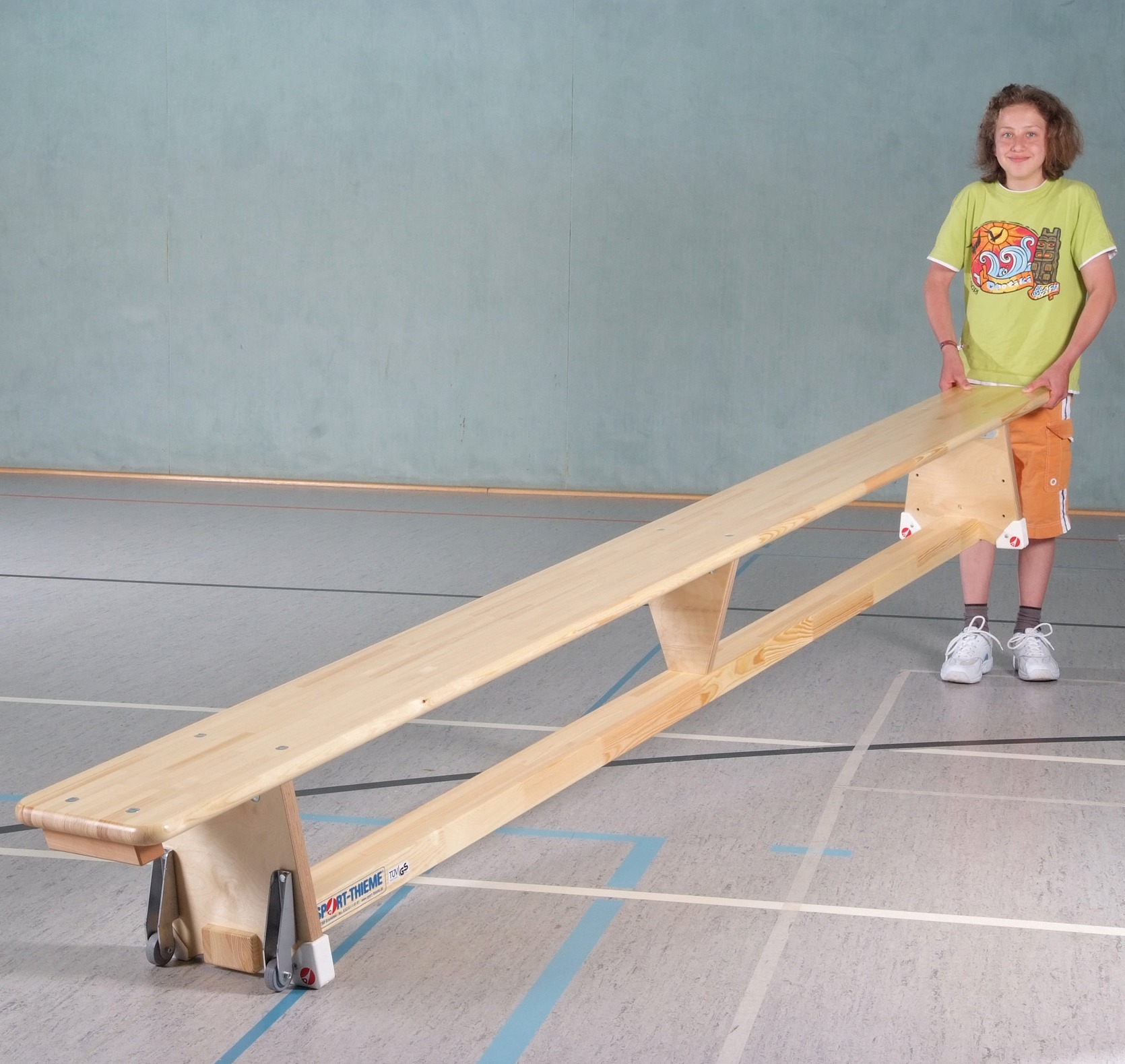 Sport-Thieme Turnbank Original, Länge 3 m, mit Transportrollen